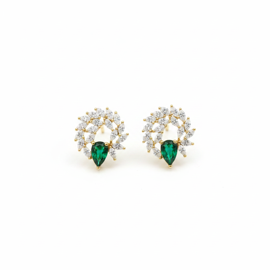 925 SIlver Gold Plated Starburst Stud