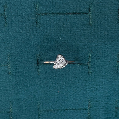 92.5 Sterling Silver Pave White CZ Butterfly Finger Ring for Women