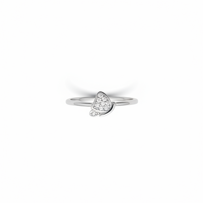 92.5 Sterling Silver Pave White CZ Butterfly Finger Ring for Women