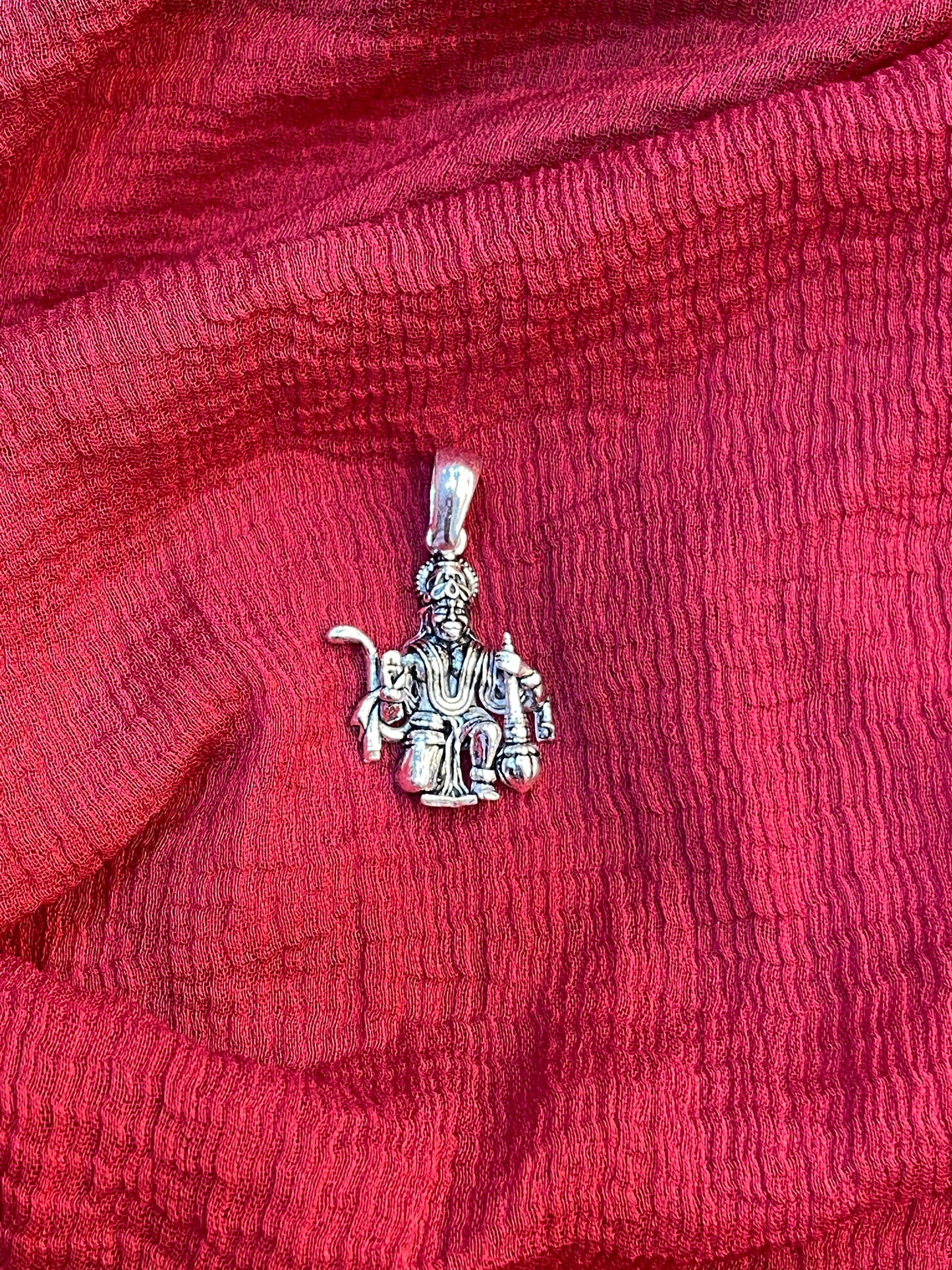 92.5 Silver Oxidised Veer Hanuman Pendant for Men & Women | Sacred Antique Finish | Spiritual Jewellery