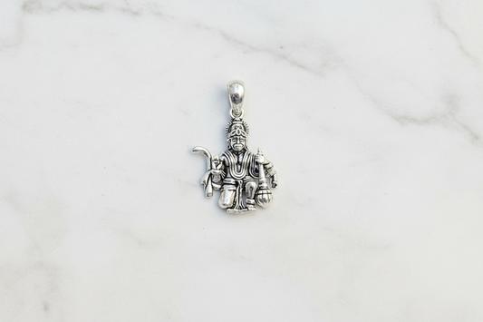 92.5 Silver Oxidised Veer Hanuman Pendant for Men & Women | Sacred Antique Finish | Spiritual Jewellery