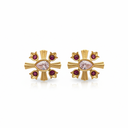 92.5 silver classy gold plated flower earrings