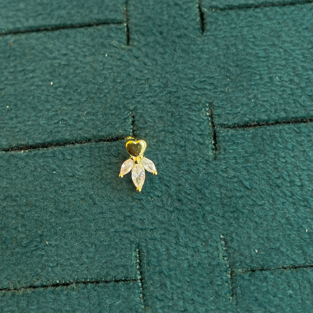 92.5 Silver Gold-Toned Heart & Leaf Studs Pair