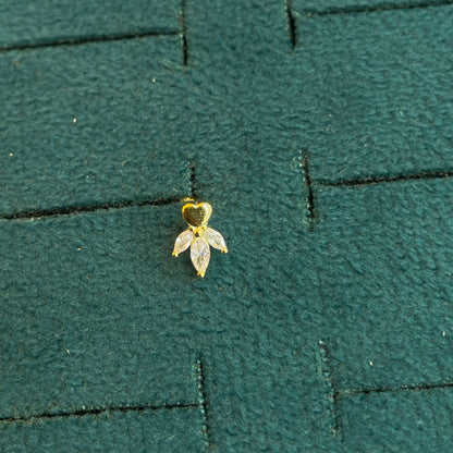 92.5 Silver Gold-Toned Heart & Leaf Studs Pair