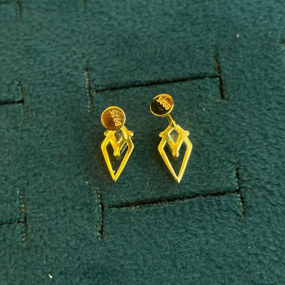 92.5 Silver Gold-Toned Clear Stone Kite Studs Pair
