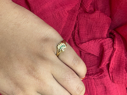 Silver Gold Plated Classy Ring for Women Size 13 | Elegant Traditional Design | Stylish Jewellery