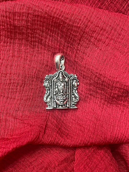 92.5 Silver Oxidised Venkateswara Swamy Pendant for Men & Women | Balaji Temple Design | Daily Wear Jewellery