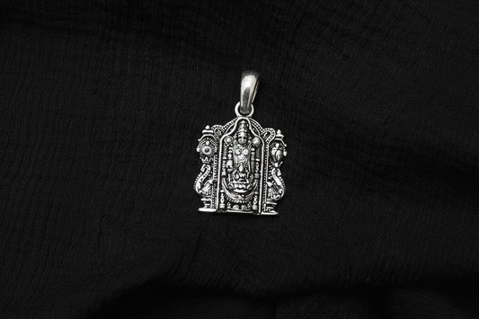 92.5 Silver Oxidised Venkateswara Swamy Pendant for Men & Women | Balaji Temple Design | Daily Wear Jewellery