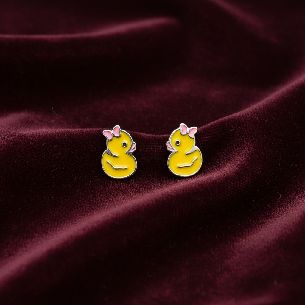 925 Silver Cute Duck Hoops