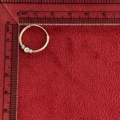 92.5 Silver Single Bead Hoop Earrings Pair