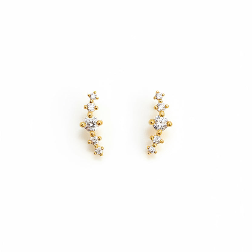 925 Silver Gold Plated 5 Stone Studs for Women | Classic Stud Earrings