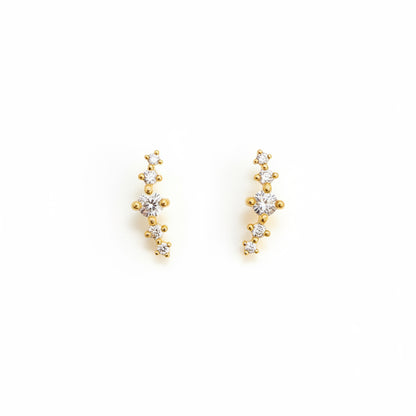 925 Silver Gold Plated 5 Stone Studs for Women | Classic Stud Earrings