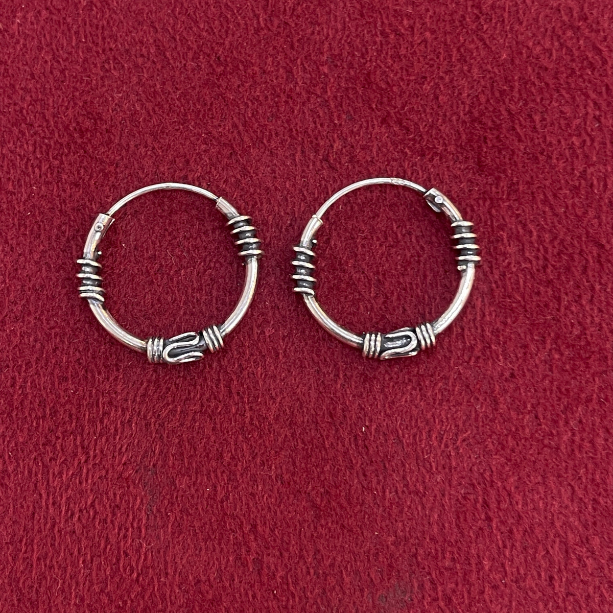 92.5 Silver Oxidised Scroll Detail Hoop Earrings Pair