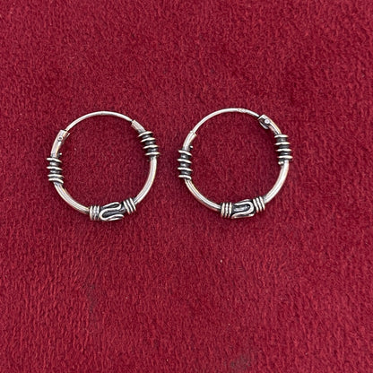 92.5 Silver Oxidised Scroll Detail Hoop Earrings Pair