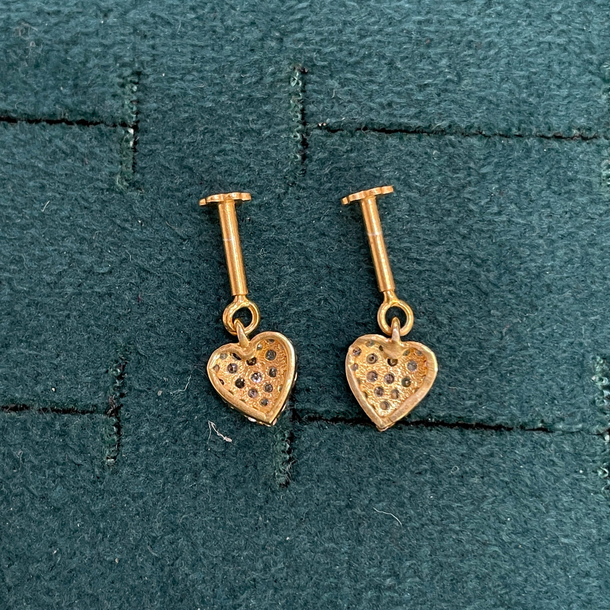 92.5 Sterling Silver Gold-Plated Pave CZ Heart Drop Bugadi Pair