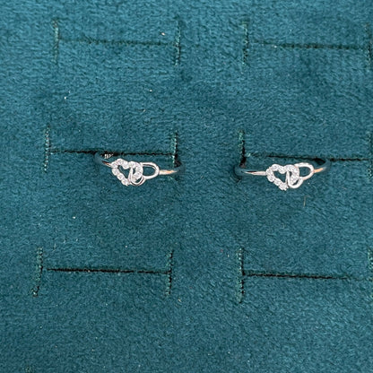92.5 Sterling Silver CZ Heart & Loop Knot Toe Rings for Women
