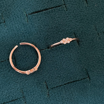 92.5 Silver Rose Gold Plated White CZ Geometric Toe Rings