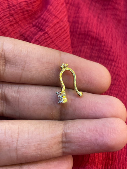 92.5 Silver Gold Plated Press-On Bugadi for Women | Stylish Non-Piercing Ear Cuff | Ethnic Jewellery