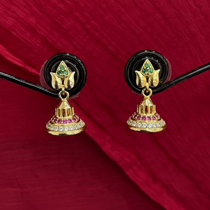 92.5 Silver Gold Plated Lotus Earrings for Women | Elegant Floral Design | Ethnic Jewellery pair