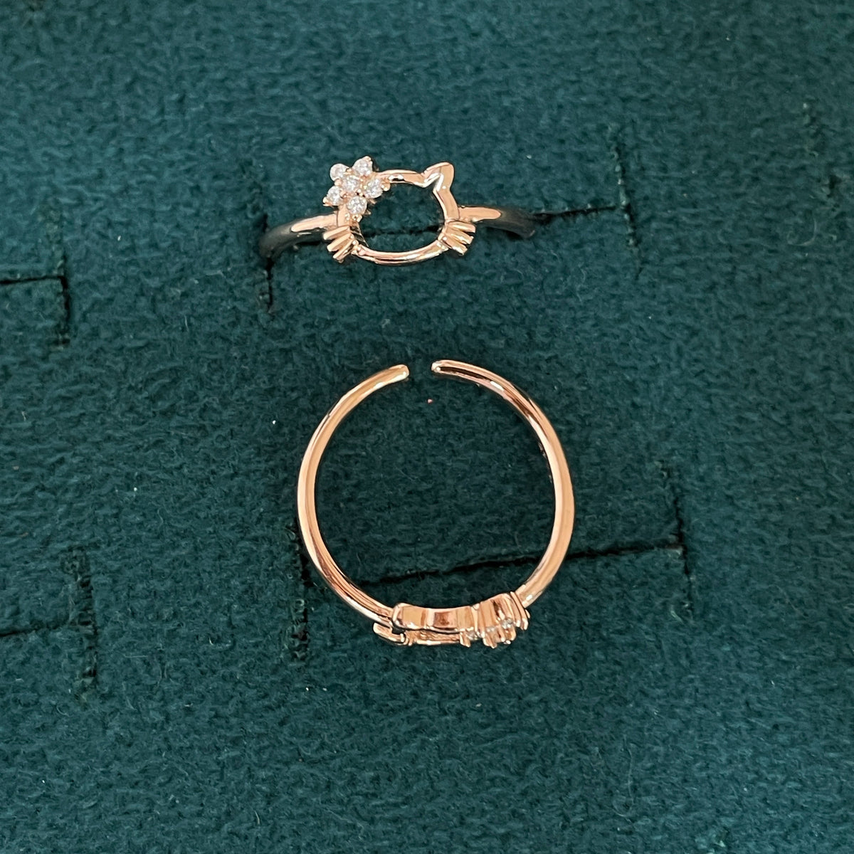 92.5 Silver Rose Gold Plated White CZ Kitty Toe Rings