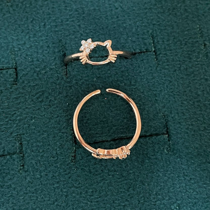 92.5 Silver Rose Gold Plated White CZ Kitty Toe Rings