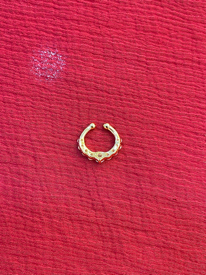 92.5 silver classy gold plated white stone septum