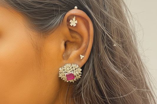 92.5 Silver Flower Bugadi | Stylish Premium Floral Design | Elegant Jewellery