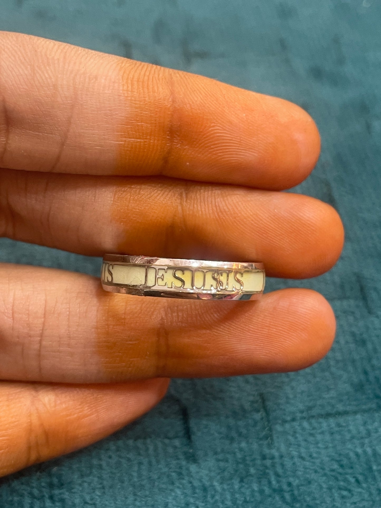 92.5 Silver JESUS Men’s Ring Size 16 | Stylish Spiritual Design | Elegant Jewellery