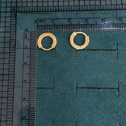 92.5 Sterling Silver Gold Plated Plain Polished Huggie Hoop Bali Earrings 8mm