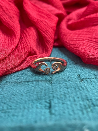 92.5 Silver Rose Gold Plated Heart Ring for Women Size 10 | Stylish Romantic Design | Elegant Gift Jewellery