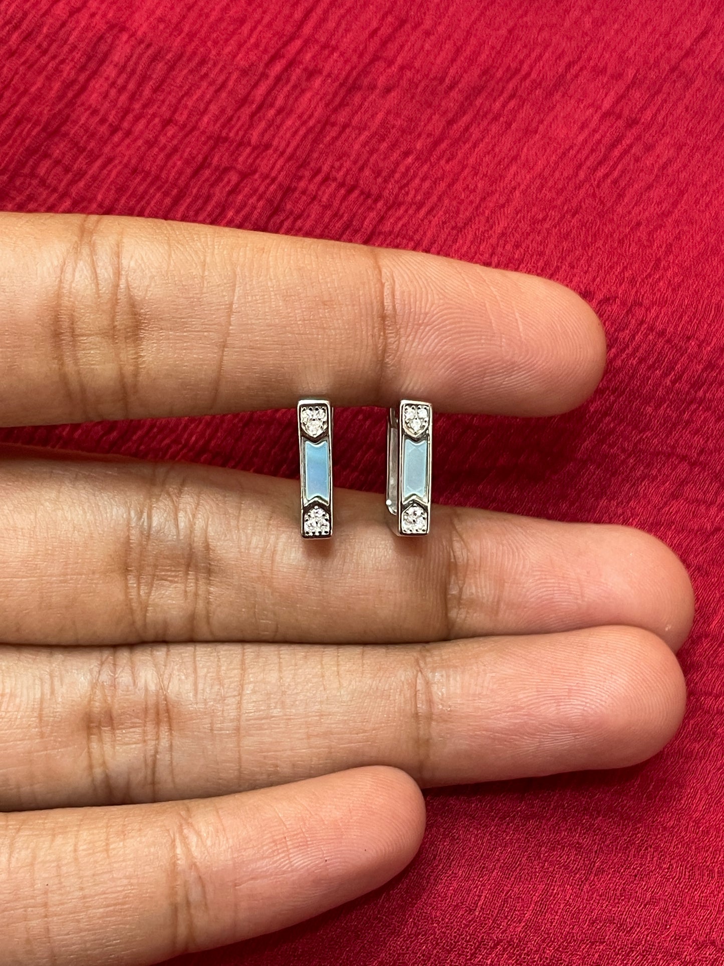 92.5 Silver Square Bali Earrings for Women | Minimal Hoop Design | Elegant Jewellery