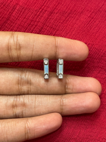 92.5 Silver Square Bali Earrings for Women | Minimal Hoop Design | Elegant Jewellery