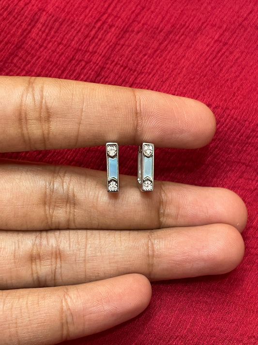 92.5 Silver Square Bali Earrings for Women | Minimal Hoop Design | Elegant Jewellery