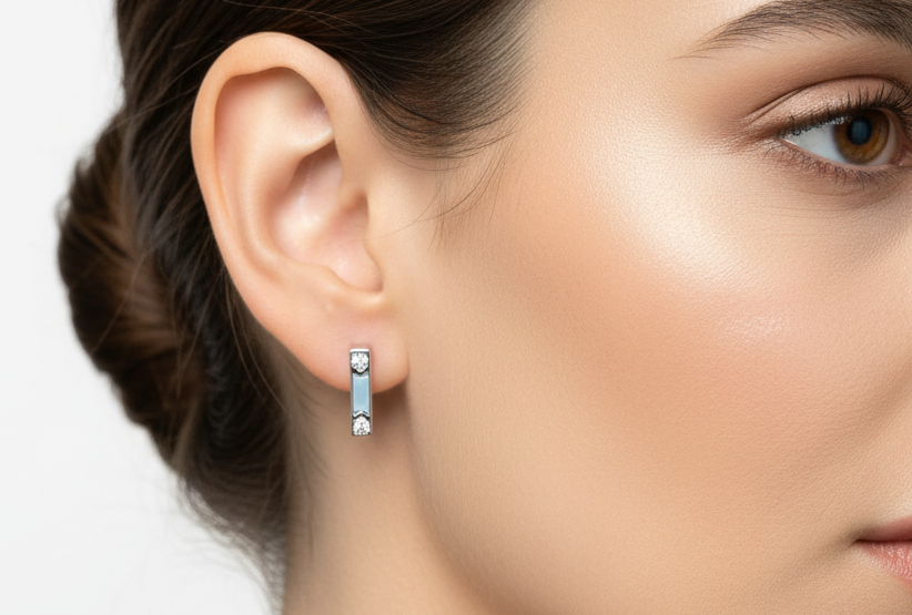 92.5 Silver Square Bali Earrings for Women | Minimal Hoop Design | Elegant Jewellery