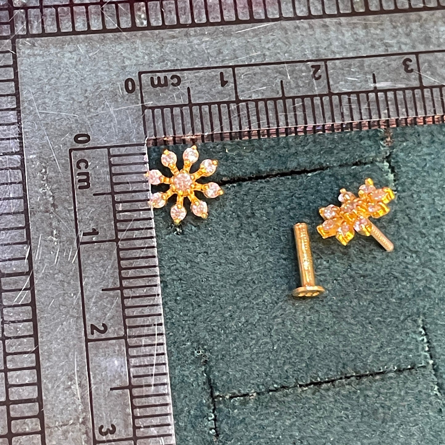Gold Plated 92.5 Sterling Silver Full CZ Daisy Flower Stud Earrings for Women | Snowflake CZ Screw-Back Studs