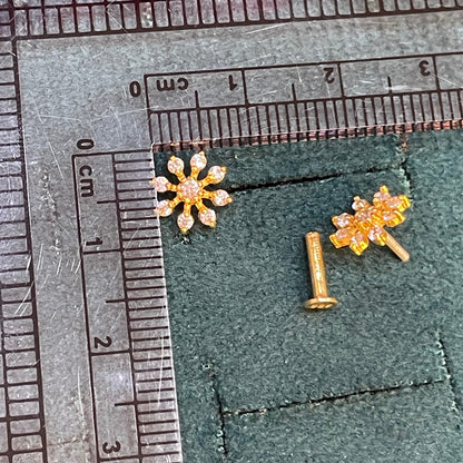 Gold Plated 92.5 Sterling Silver Full CZ Daisy Flower Stud Earrings for Women | Snowflake CZ Screw-Back Studs