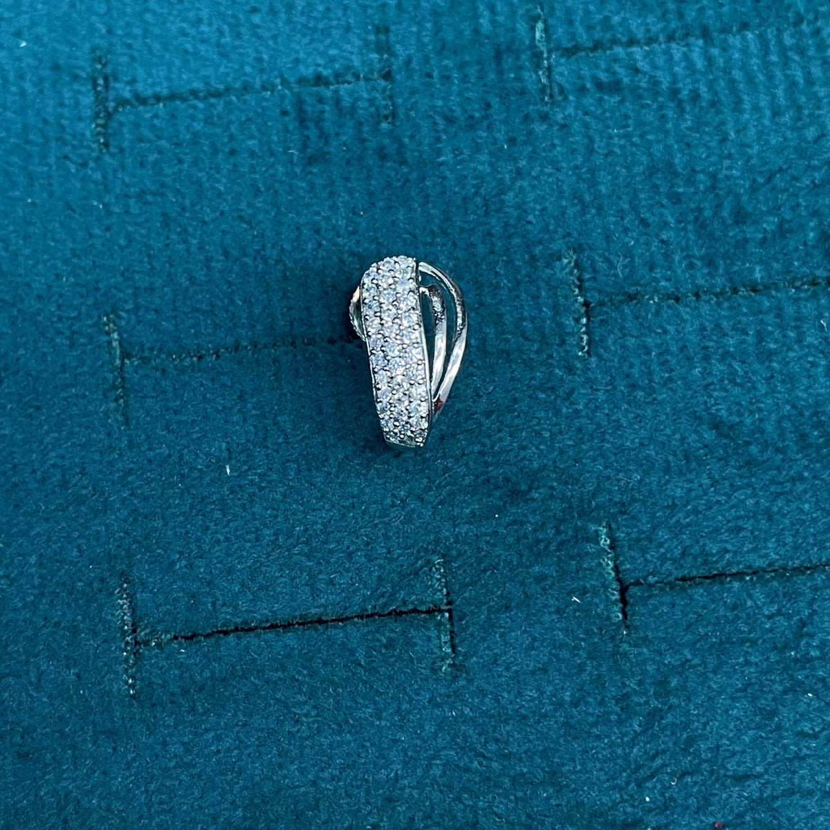 92.5 Sterling Silver Pavé CZ Twisted Shield J Studs pair