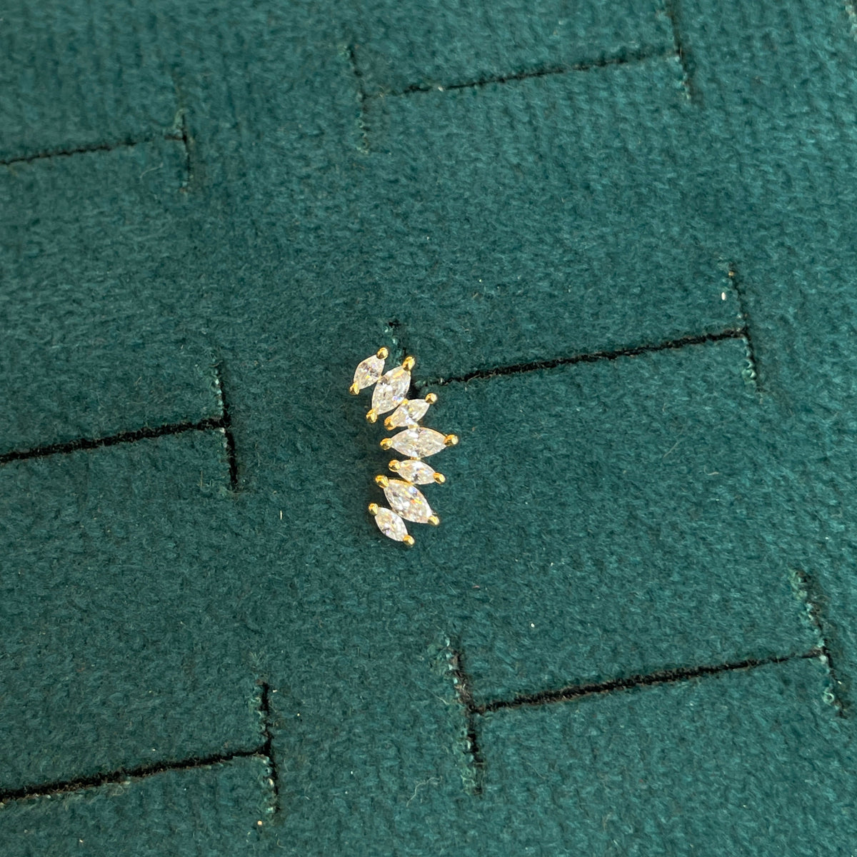 92.5 Silver Gold Plated Curved Leaf Stud Earrings Pair
