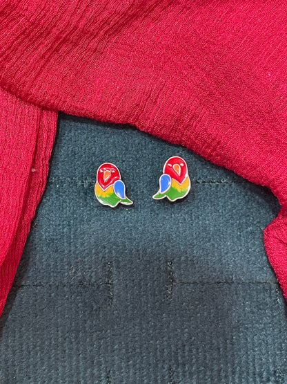 92.5 silver cute parrot Bali earrings for kids