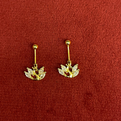 92.5 Silver Gold Plated CZ Swan Piercing Bugadi for Women