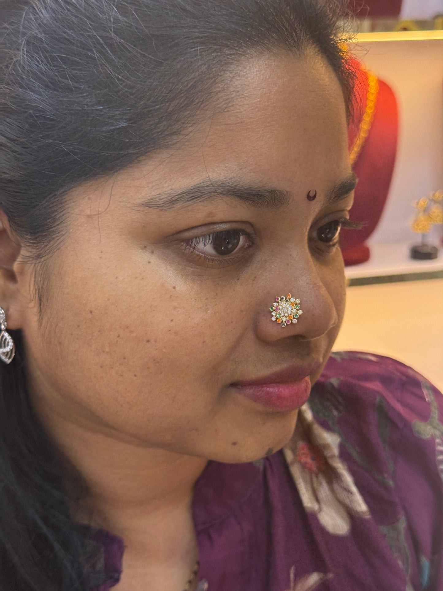 92.5 Silver Gold Plated Multicolor Nose Pin for Women | Stylish Vibrant Design | Elegant Jewellery