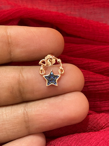 92.5 Silver Rose Gold Plated Star Earrings for Women | Elegant Celestial Design | Stylish Fashion Jewellery