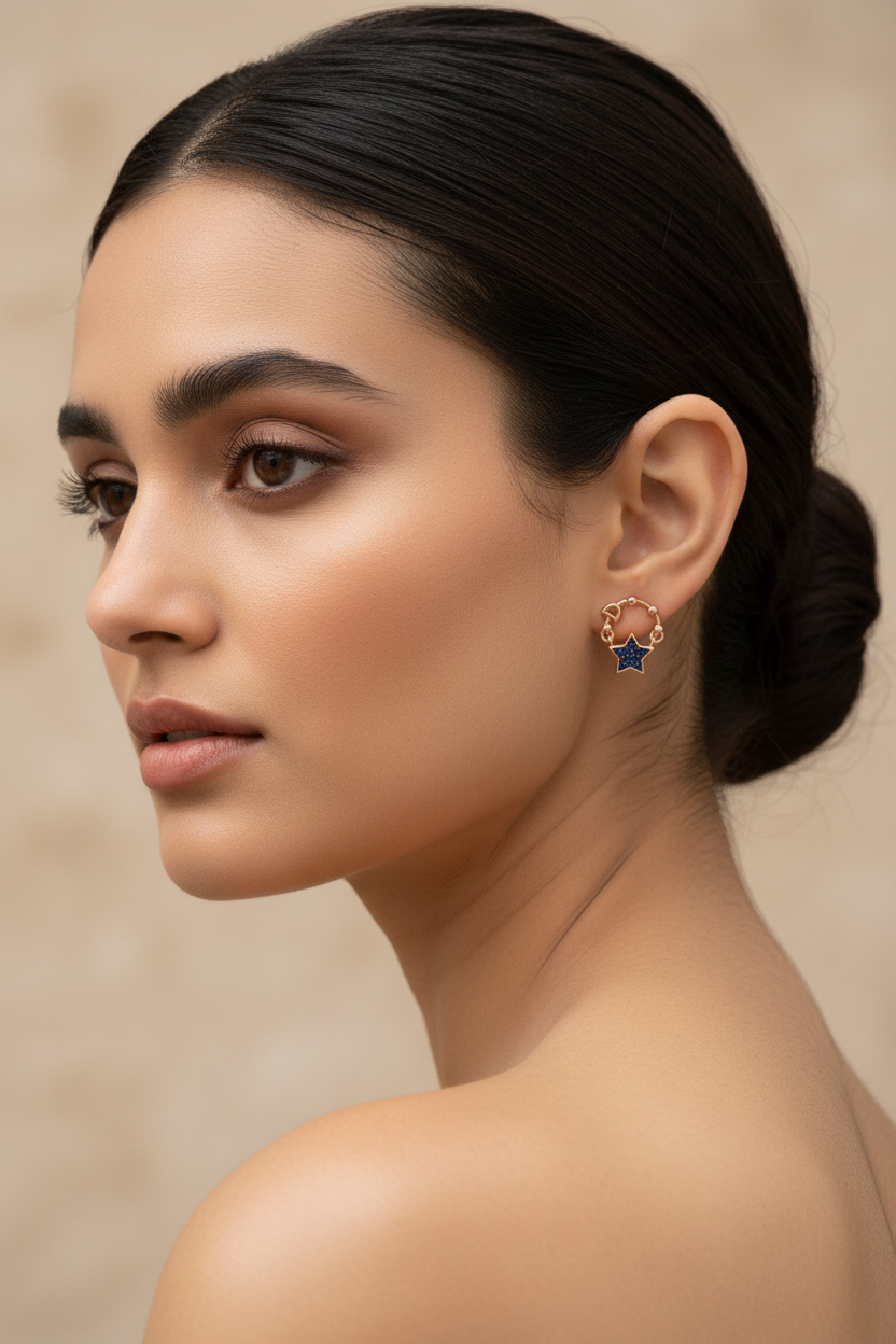 92.5 Silver Rose Gold Plated Star Earrings for Women | Elegant Celestial Design | Stylish Fashion Jewellery