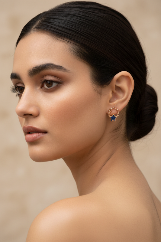 92.5 Silver Rose Gold Plated Star Earrings for Women | Elegant Celestial Design | Stylish Fashion Jewellery