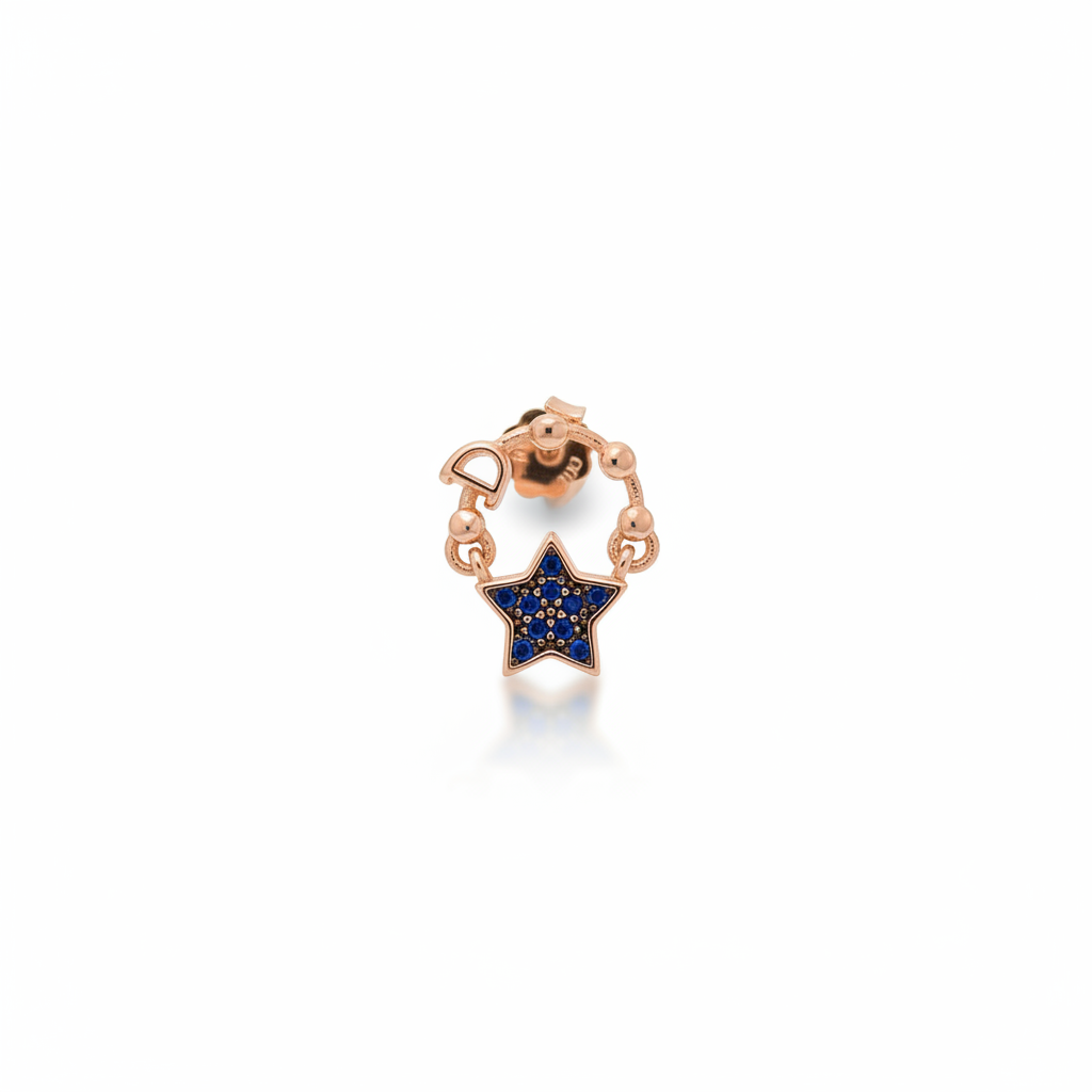 92.5 Silver Rose Gold Plated Star Earrings for Women | Elegant Celestial Design | Stylish Fashion Jewellery