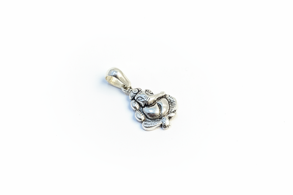 92.5 Silver Oxidised Ganesha Pendant for Men & Women | Ganpati Antique Finish | Temple Jewellery