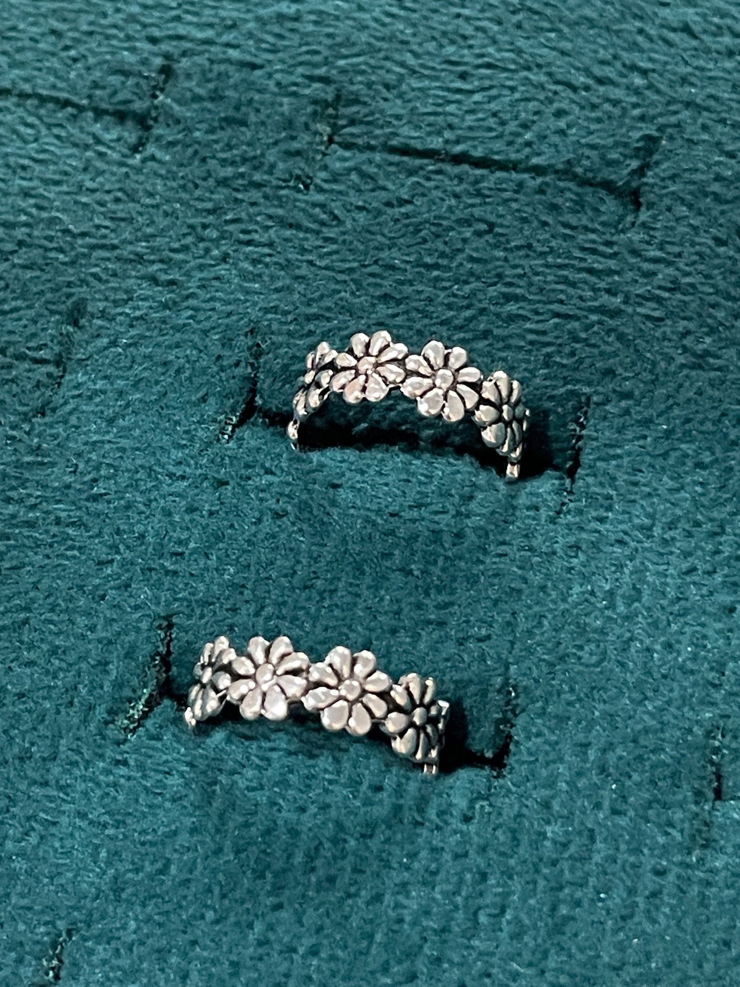 92.5 Silver Toe Rings for Women | Floral Oxidised Design | Traditional Jewellery