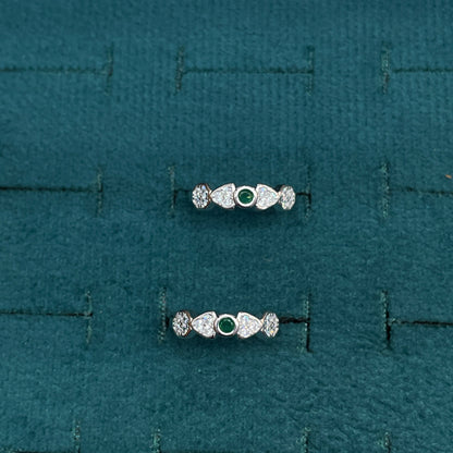 92.5 Sterling Silver Emerald Green & White CZ Five Stone Open Toe Rings for Women — Pair