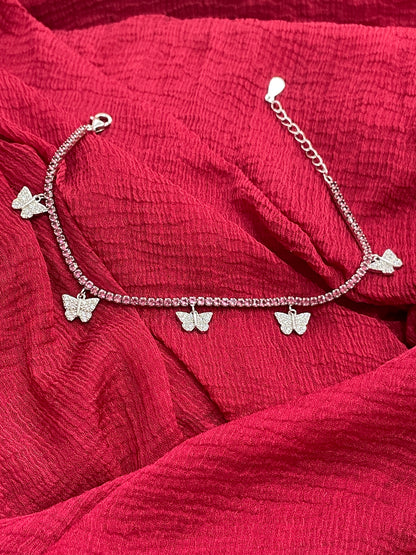 92.5 Silver Trendy Butterfly Bracelet for Women 8 Inches | Cute Elegant Design | Stylish Jewellery