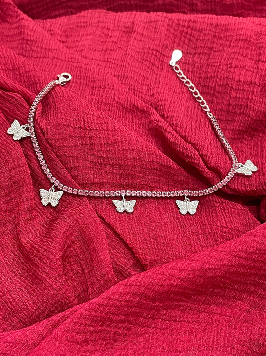 92.5 Silver Trendy Butterfly Bracelet for Women 8 Inches | Cute Elegant Design | Stylish Jewellery